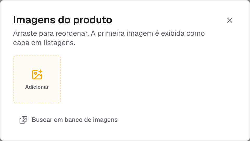 janela Imagens do produto com a galeria e a primeira marcada como capa